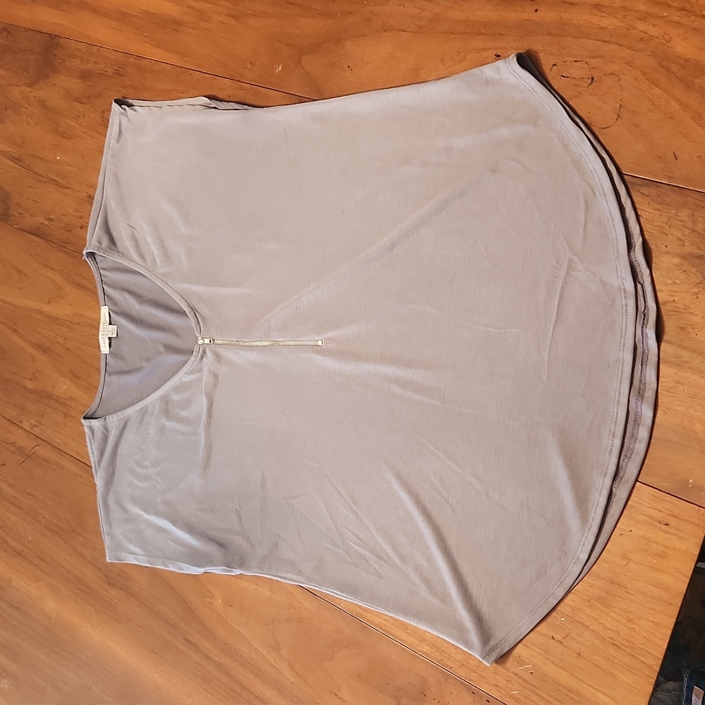 Woman's Green Envelope Blue 3/4 Zip SZ L Sleeveless Top